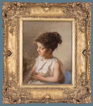 Girl Holding Flowers FRAMED (Gyorgy Vastagh)
