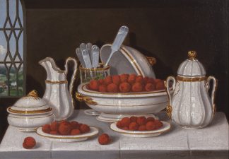 Gold Banded China with Strawberries (Charles Spencer Humphreys)