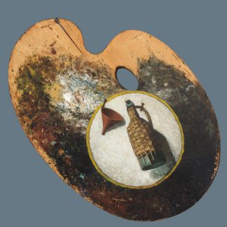 Palette: Still Life with Wicker-Wrapped Bottle and Funnel (John Frederick Peto)
